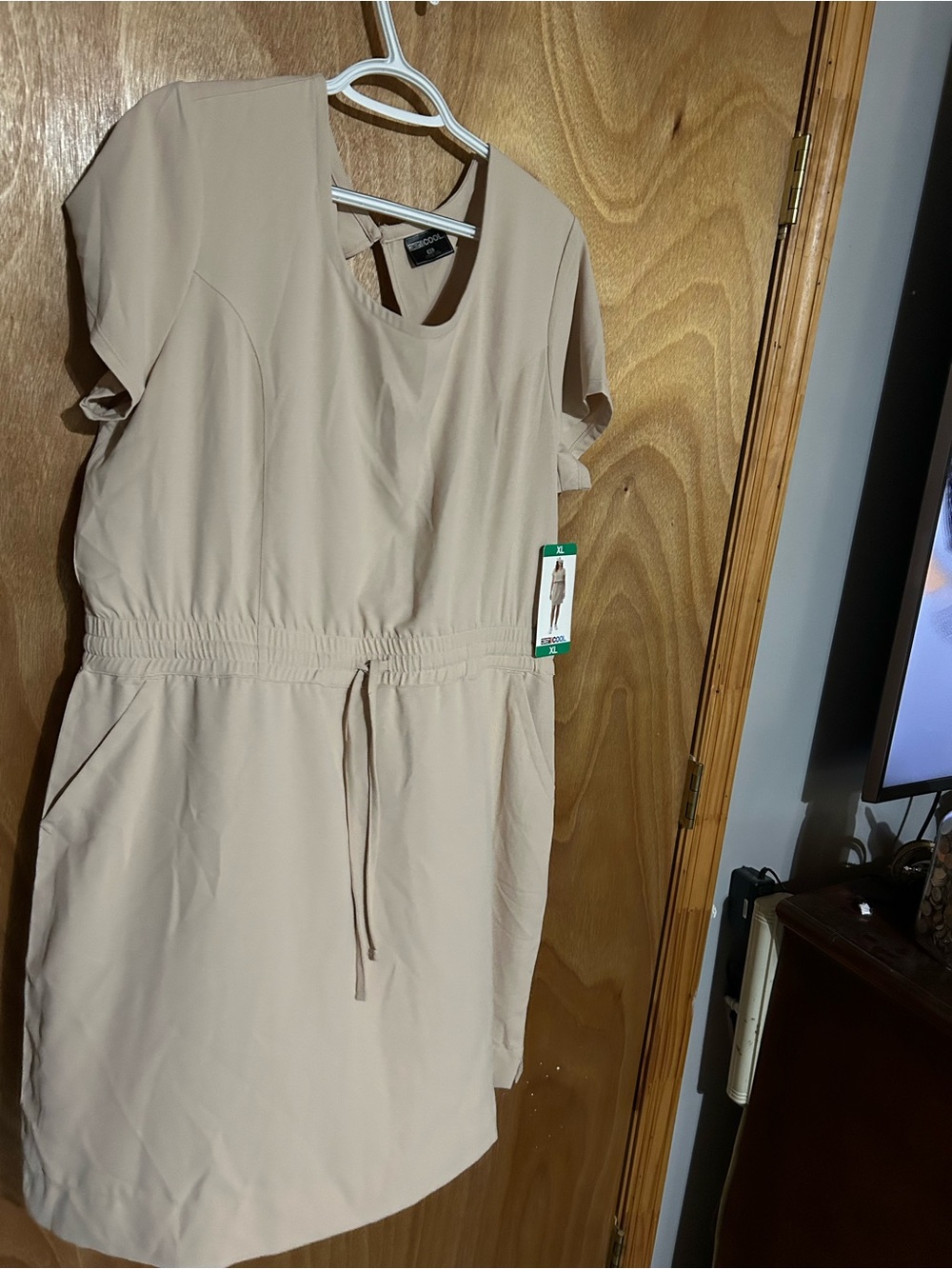 32 Degrees Beige Drawstring-Waist Midi Dress